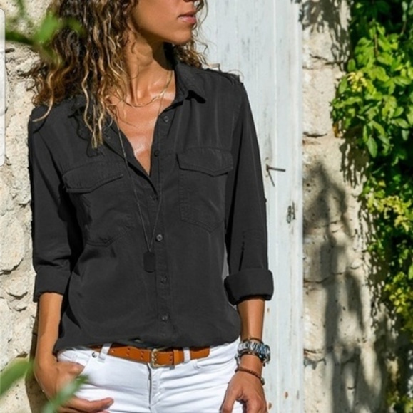 Tops - NWOT! Gray button down